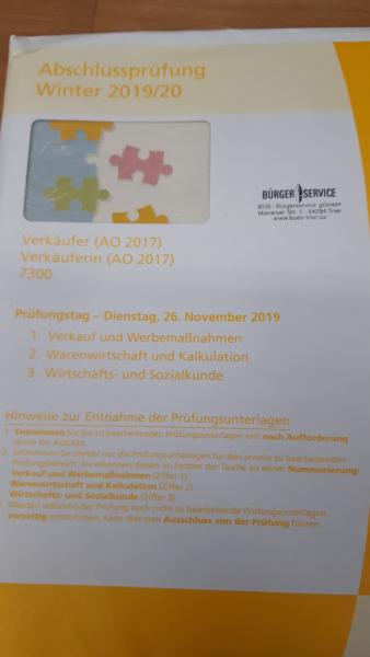 Abschlussprüfung Winter 2019/20 Verkäufer
