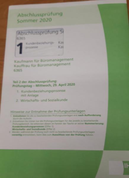 Abschlussprüfung Sommer 2020 Kaufmann für Büromanagement