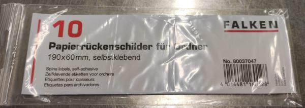 Papierrückenschilder breit, selbstklebend, 10er Pack, Falken